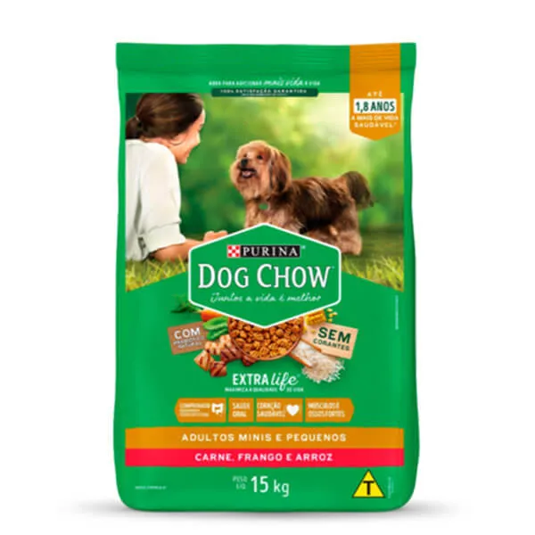 Dog Chow Carne, Frango e Arroz 15kg