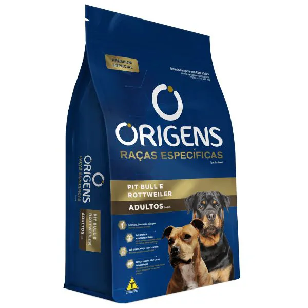 Origens Pitbull e Rottweiler 15kg